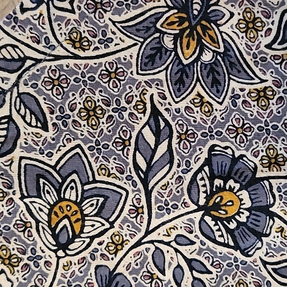 Pure Jill -J Jill Blue Floral Printed V Neck 3/4 Sleeve Tee 100% Cotton - L - Picture 3 of 5